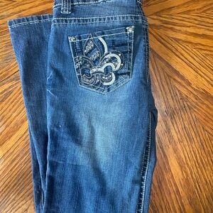 Soundgirl Blue Boot Cut Jeans with Ornate Embroidery